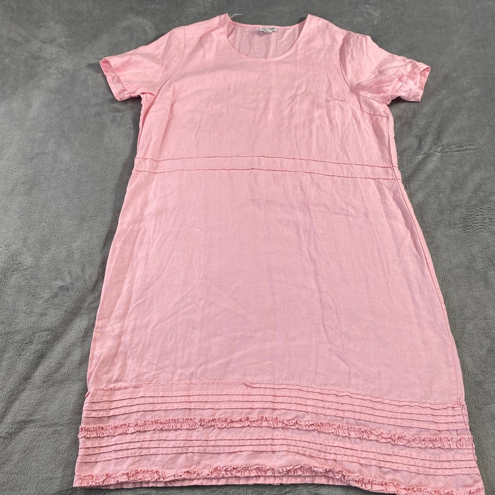 VTG Linen Dress Womens 22W Pink Tiered Lagenlook Cottagecore Bridgewater Studio